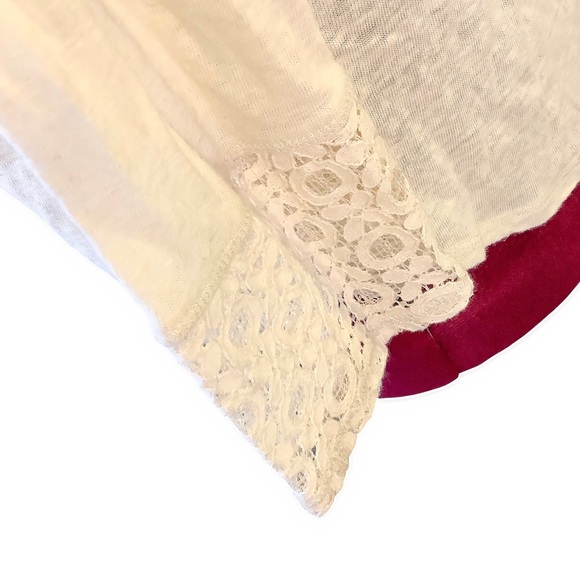 🍀LUCKY BRAND Beige Long Sleeve w/Lace - Picture 8 of 9